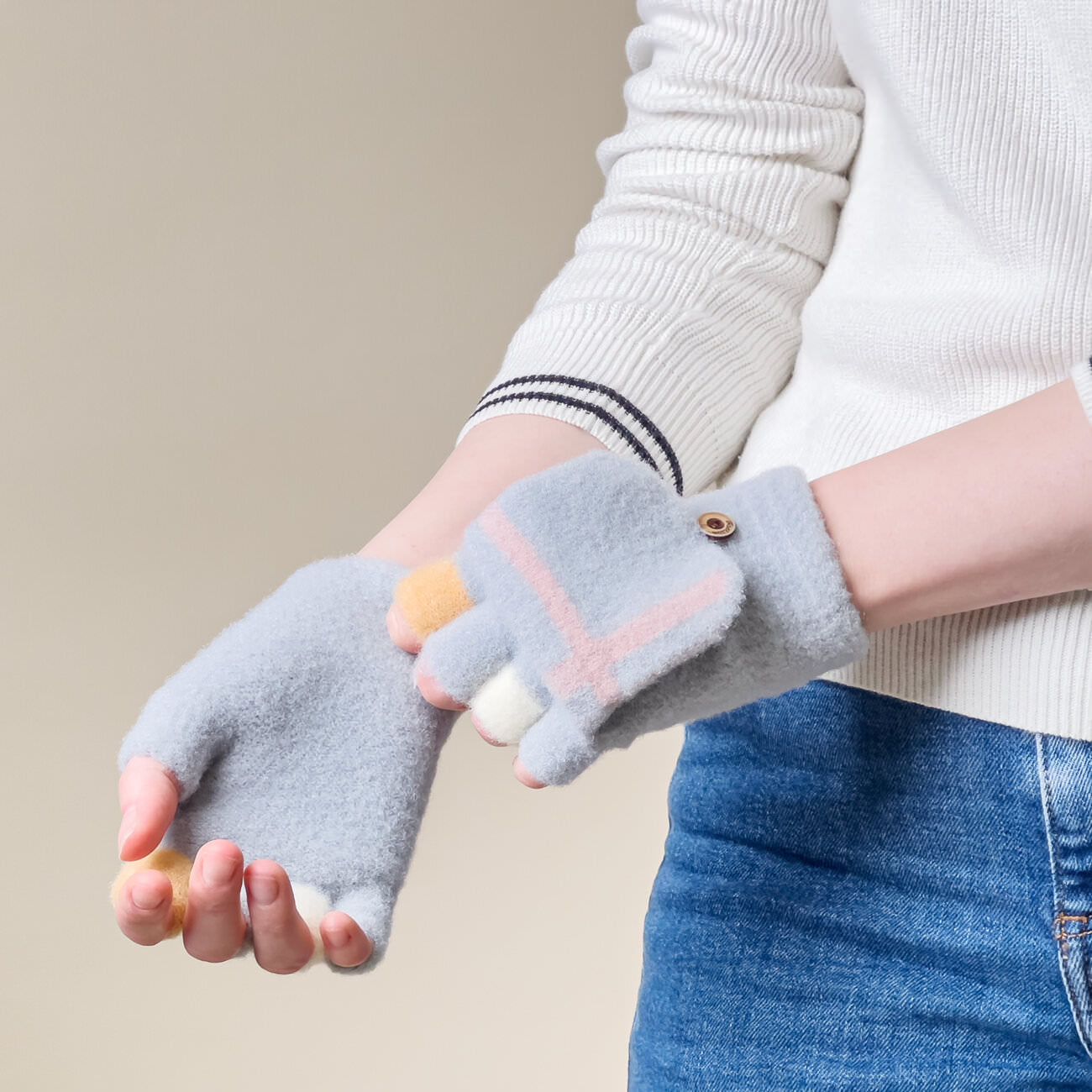 Manusi fara Degete pt. Femei & Copii cu Protectie Detasabila - 5907769307935 - 34
