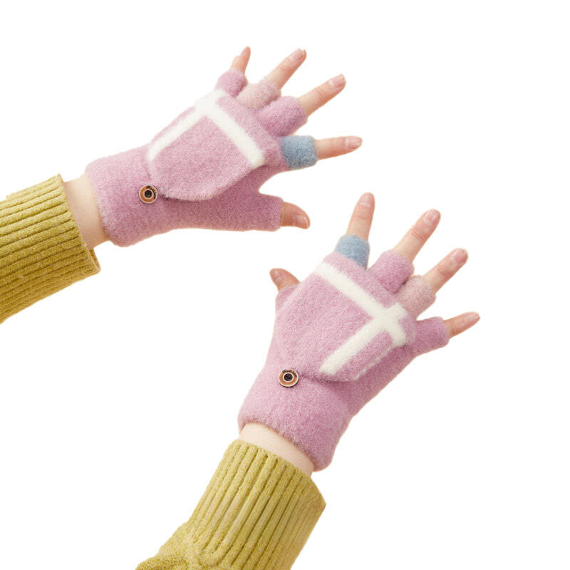 Manusi fara Degete pt. Femei & Copii cu Protectie Detasabila - Pink - 5907769307904 - 20