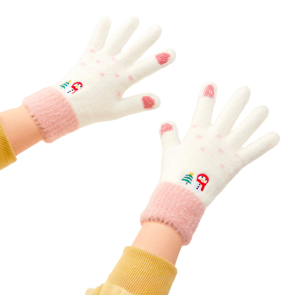 Manusi de Iarna pt. Femei Compatibile cu Ecran Touchscreen - White and Pink - 5907769307867 - 1