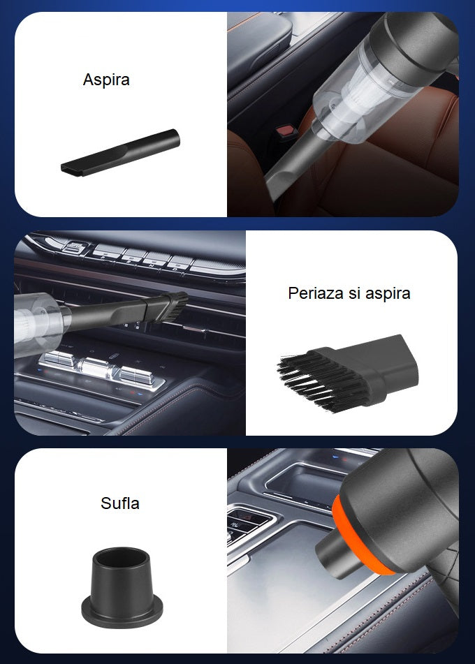 Mini Aspirator Wireless pentru Birou & Masina - 2000 mAh 120 W 7.4 V Autonomie 30 min Suflare Aspirare - YT - M2037 - 6426485460575 - 2