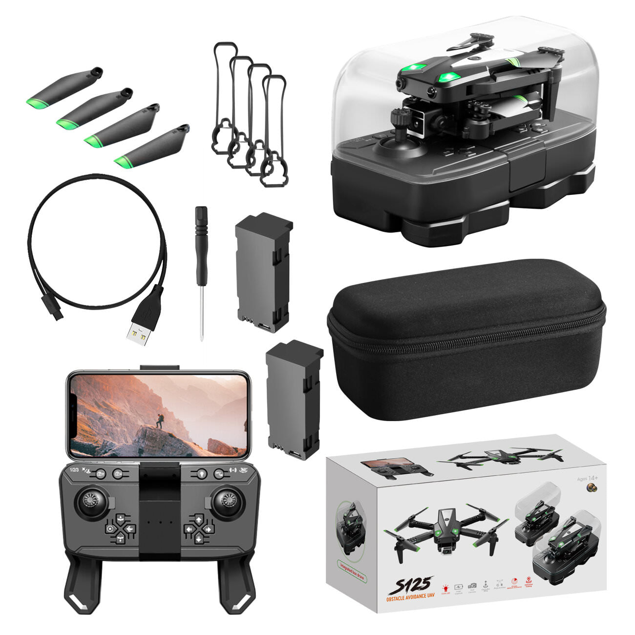 Mini Drona Pliabila Yile S125 - Camera Video WiFi HD 1080p Raza 80 m Control Telecomanda & Aplicatie Husa Transport - 6971045310253 - 2