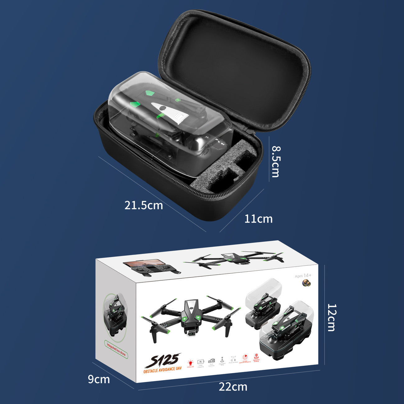 Mini Drona Pliabila Yile S125 - Camera Video WiFi HD 1080p Raza 80 m Control Telecomanda & Aplicatie Husa Transport - 6971045310253 - 11