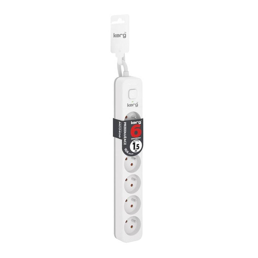 Prelungitor Kerg M02406 - 6 Prize 10A 2300W Buton On/Off 1.5m - 5901791160155 - 2