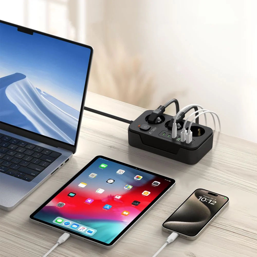 Prelungitor Tech-Protect PC3X6 - 3 Prize x USB-C USB 5V / 3.1A 2m Buton On/Off - 5906302310555 - 2