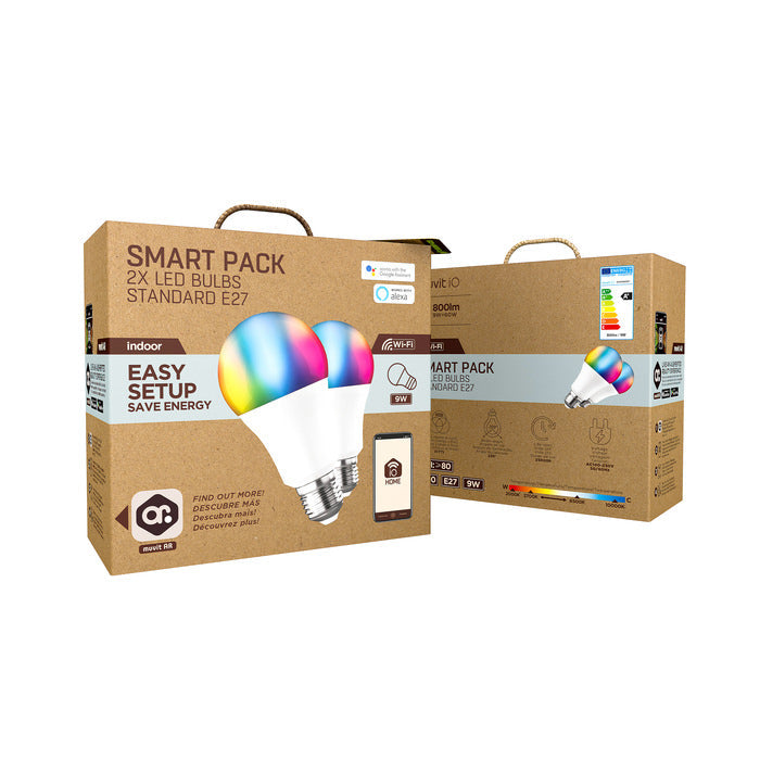 Set 2 x Bec Smart muvit iO MIOPAK007 E27 RGB & Alb - 9W 800lm 2000-10000K Reglabil APP Alexa Google Assistant Timer - 8426801162631 - 4