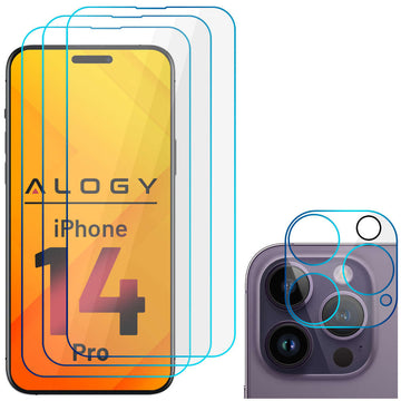 Set 3 x Folie Sticla Securizata 9H Ecran & 1 Camera Alogy pt. iPhone 14 Pro - 15110 - 5907765681541