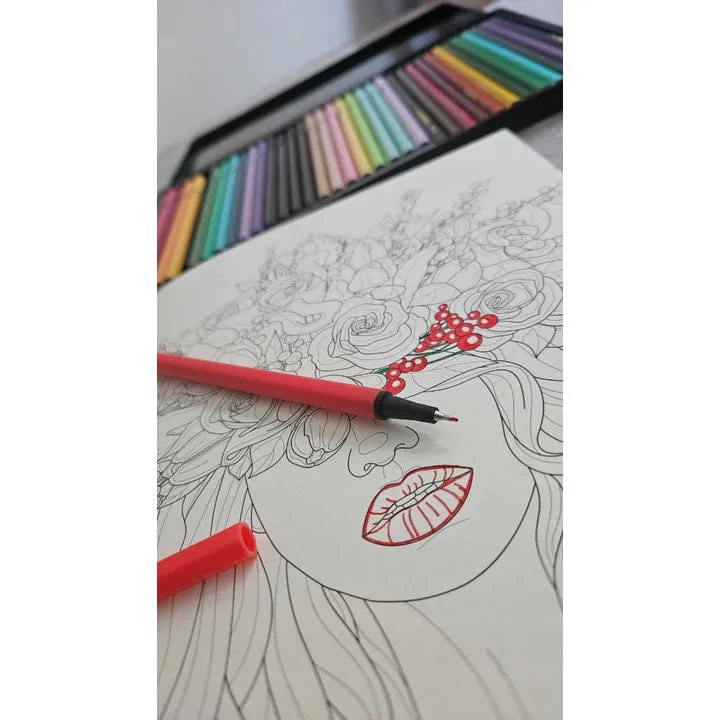 Set Carte de Colorat Antistres Animale 128 pagini 140 g/m² + Trusa 36 Creioane Carioci & Finelinere - 8721042515469 - 9