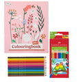 Set Carte de Colorat Antistres Botanic + 12 Creioane Faber-Castell - 96 pagini