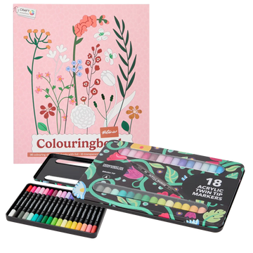 Set Carte de Colorat Antistres Botanic + Trusă 36 Markere Acrilice - 96 pagini – imagine 1
