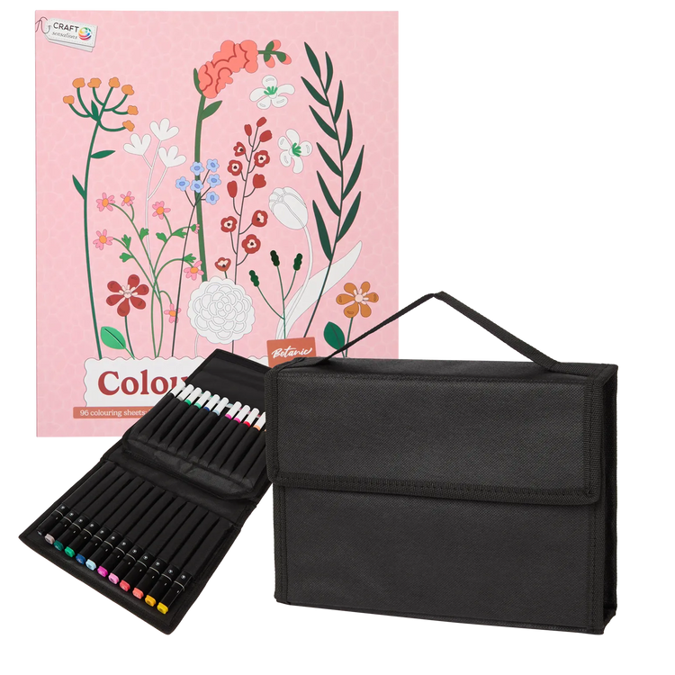 Set Carte de Colorat Antistres Botanic + Trusă 36 Markere - 96 pagini – imagine 1