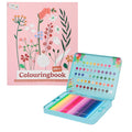 Set Carte de Colorat Antistres Botanic + Trusă 50 Creioane Premium (8 Culori Neon) - 96 pagini