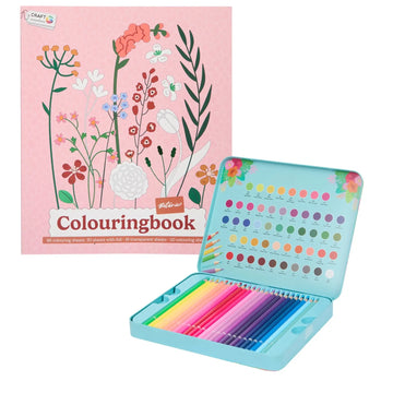 Set Carte de Colorat Antistres Botanic + Trusă 50 Creioane Premium (8 Culori Neon) - 96 pagini - 8715427172811-50-neon - 8715427172811 - 1