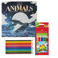 Set Carte de Colorat Antistres Mandala Animals + 12 Creioane Faber-Castell - 48 pagini, 140 g/m²