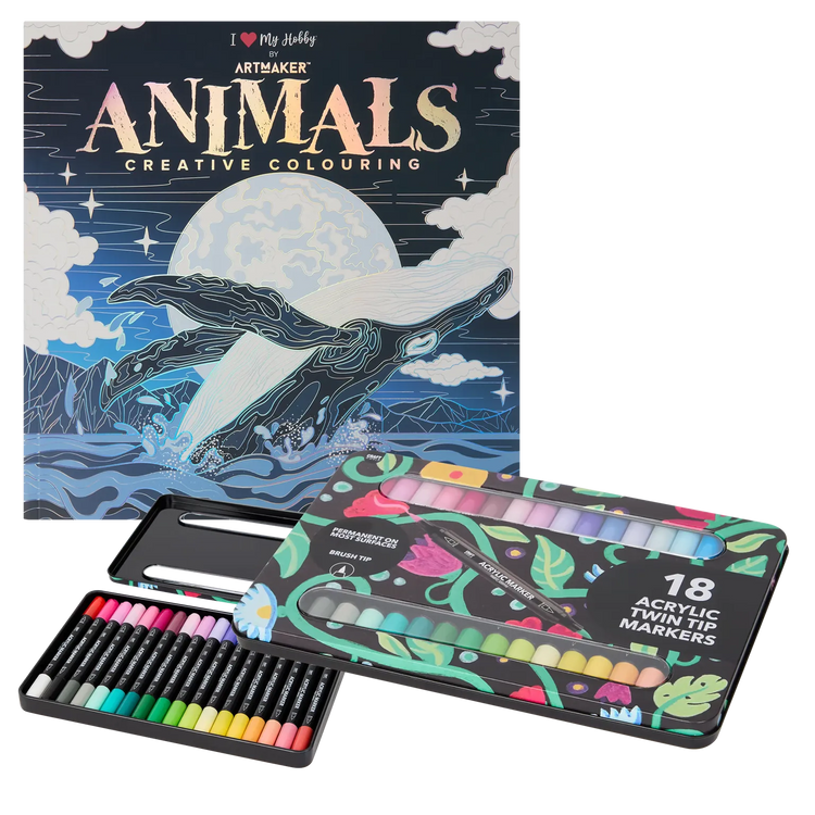 Set Carte de Colorat Antistres Mandala Animals + Trusă 36 Markere Acrilice - 48 pagini, 140 g/m² – imagine 1
