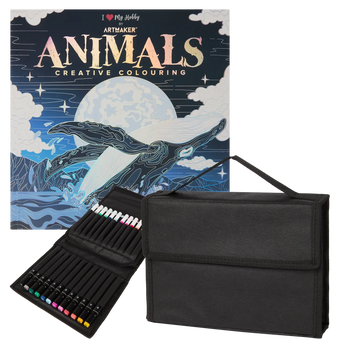 Set Carte de Colorat Antistres Mandala Animals + Trusă 36 Markere - 48 pagini, 140 g/m² – imagine 1