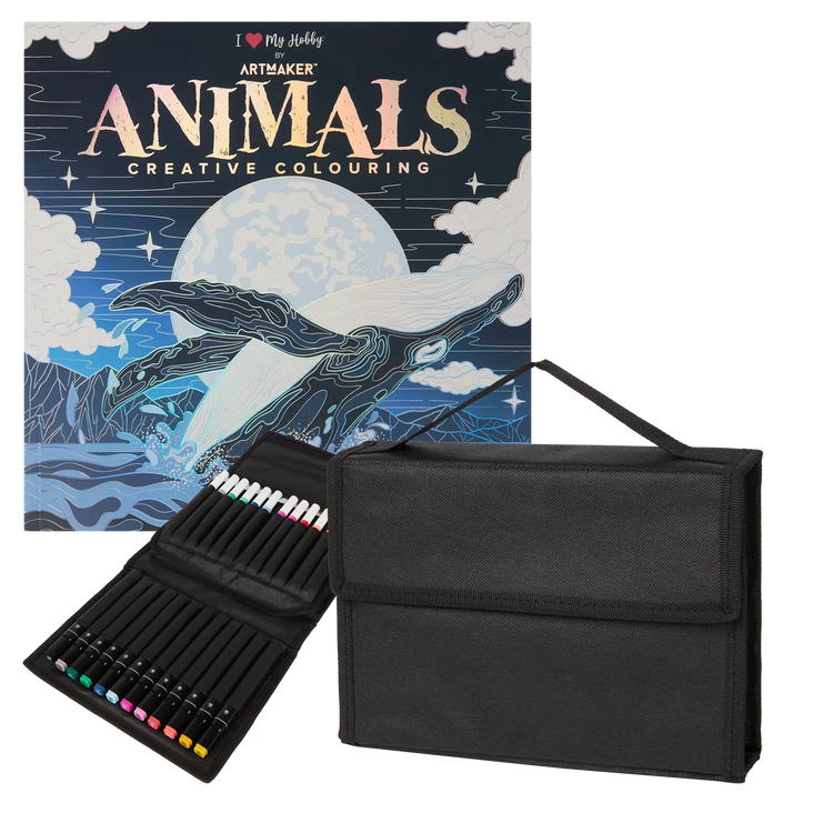 Set Carte de Colorat Antistres Mandala Animals + Trusă 36 Markere - 48 pagini, 140 g/m² – imagine 1