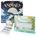 Set Carte de Colorat Antistres Mandala Animals + Trusă 40 Carioci cu Vârfuri Duble - 48 pagini, 140 g/m², Finelinere + vărf tip Pensulă