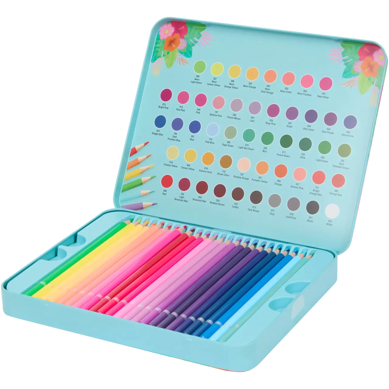 Set Carte de Colorat Antistres Mandala Animals + Trusă 50 Creioane Premium (8 Culori Neon) - 48 pagini 140 g/m² - 3220096-animals-50-neon