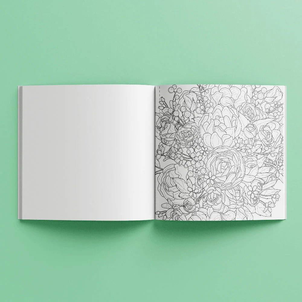 Set Carte de Colorat Antistres Mandala Botanicals + Trusă 72 Carioci cu Vârfuri Duble - 48 pagini 140 g/m² Finelinere 0.4 mm + tip Pensulă