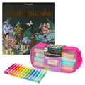 Set Carte de Colorat Antistres Mandala Botanicals + Trusă 15 Markere cu Vârfuri Duble pe Bază de Apă - 48 pagini, 140 g/m²