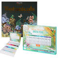 Set Carte de Colorat Antistres Mandala Botanicals + Trusă 40 Carioci cu Vârfuri Duble - 48 pagini, 140 g/m², Finelinere + vărf tip Pensulă