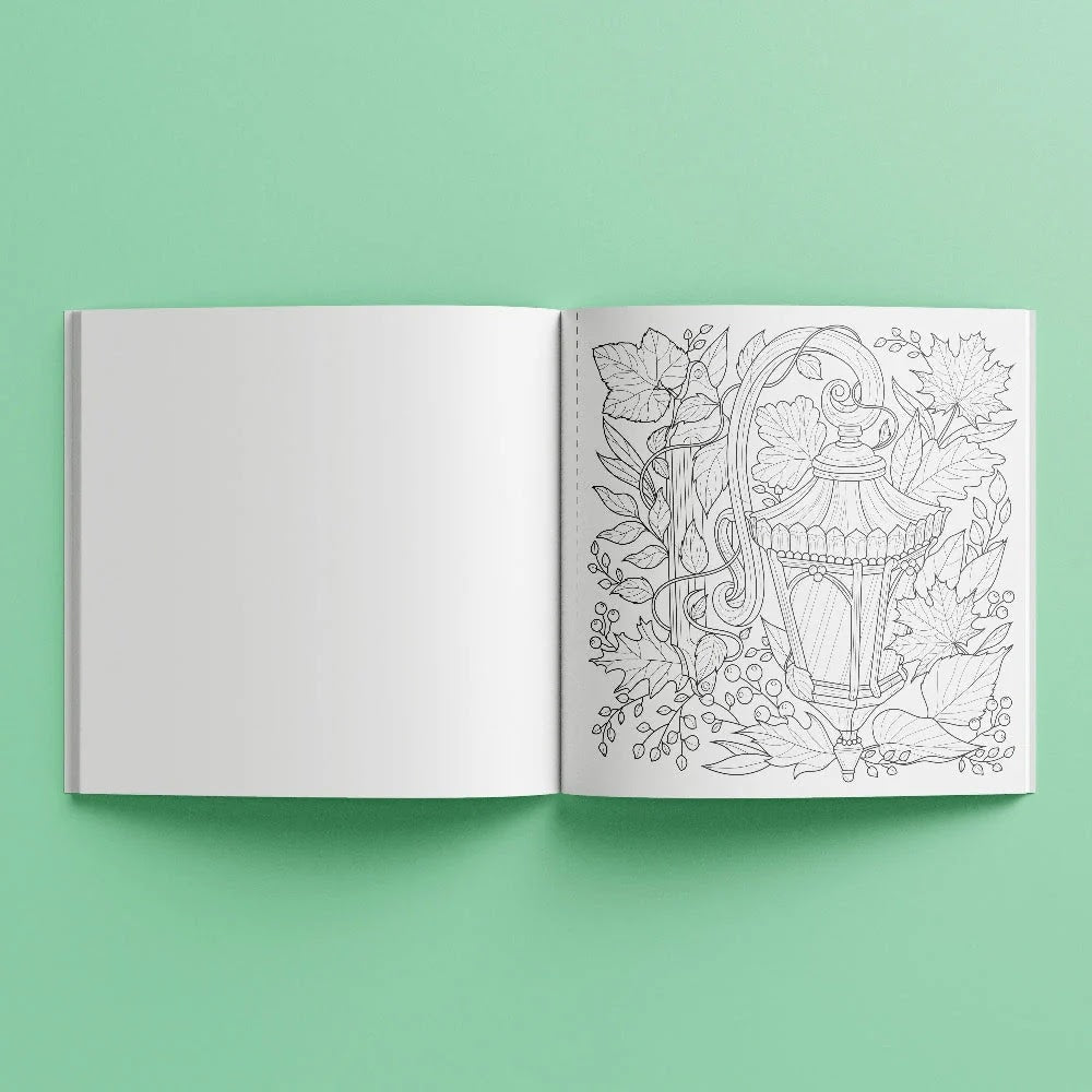 Set Carte de Colorat Antistres Mandala Botanicals + Trusă 48 Creioane Premium - pagini 140 g/m² 12 Culori Neon - 3220096-botanicals-48cr