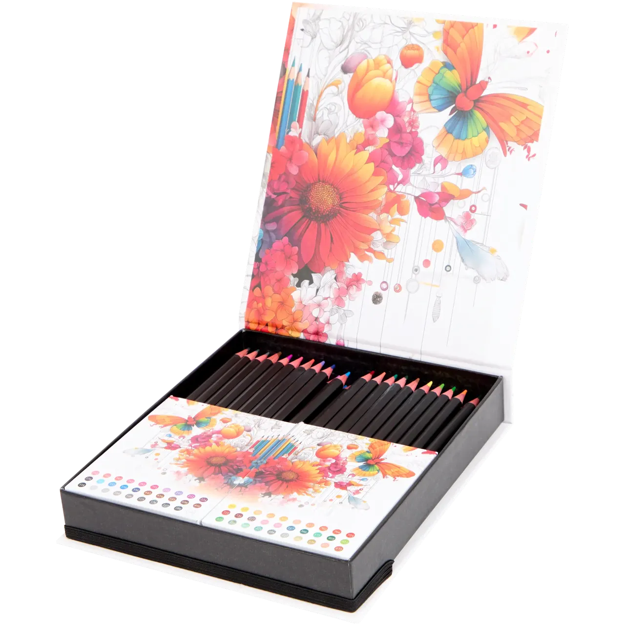Set Carte de Colorat Antistres Mandala Botanicals + Trusă 60 Creioane Premium - 48 pagini 140 g/m² - 3220096-botanicals-60cr