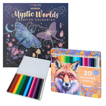 Set Carte de Colorat Antistres Mandala Mystic Worlds + Trusă 30 Creioane Premium - 48 pagini 140 g/m² - 3220096-mystic-30cr - 8719668039124