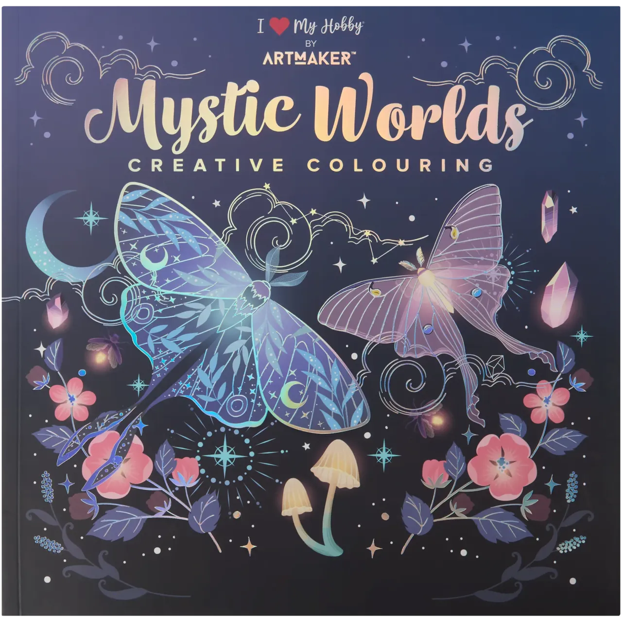 Set Carte de Colorat Antistres Mandala Mystic Worlds + Trusă 48 Creioane Premium - pagini 140 g/m² 12 Culori Neon - 3220096-mystic-48cr