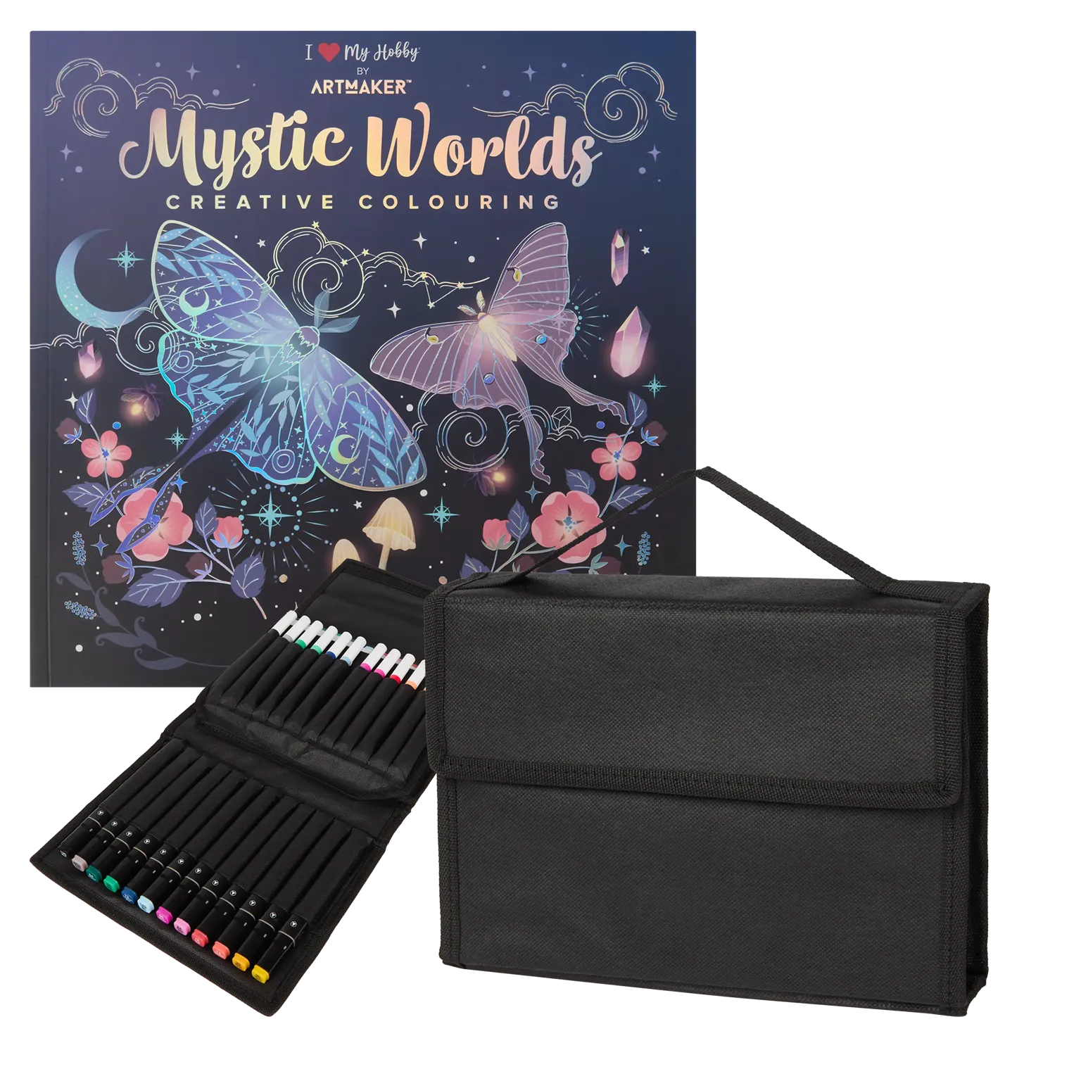 Set Carte de Colorat Antistres Mandala Mystic Worlds + Trusă 36 Markere - 48 pagini, 140 g/m² – imagine 1