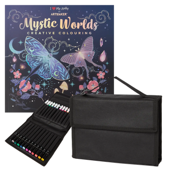Set Carte de Colorat Antistres Mandala Mystic Worlds + Trusă 36 Markere - 48 pagini, 140 g/m² – imagine 1