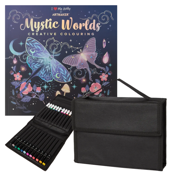 Set Carte de Colorat Antistres Mandala Mystic Worlds + Trusă 36 Markere - 48 pagini, 140 g/m² – imagine 1