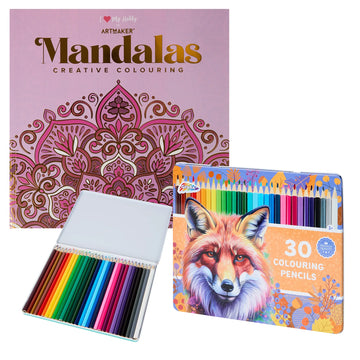 Set Carte de Colorat Antistres Mandala + Trusă 30 Creioane Premium - 48 pagini 140 g/m² - 3220096-30cr - 8719668039094 - 1