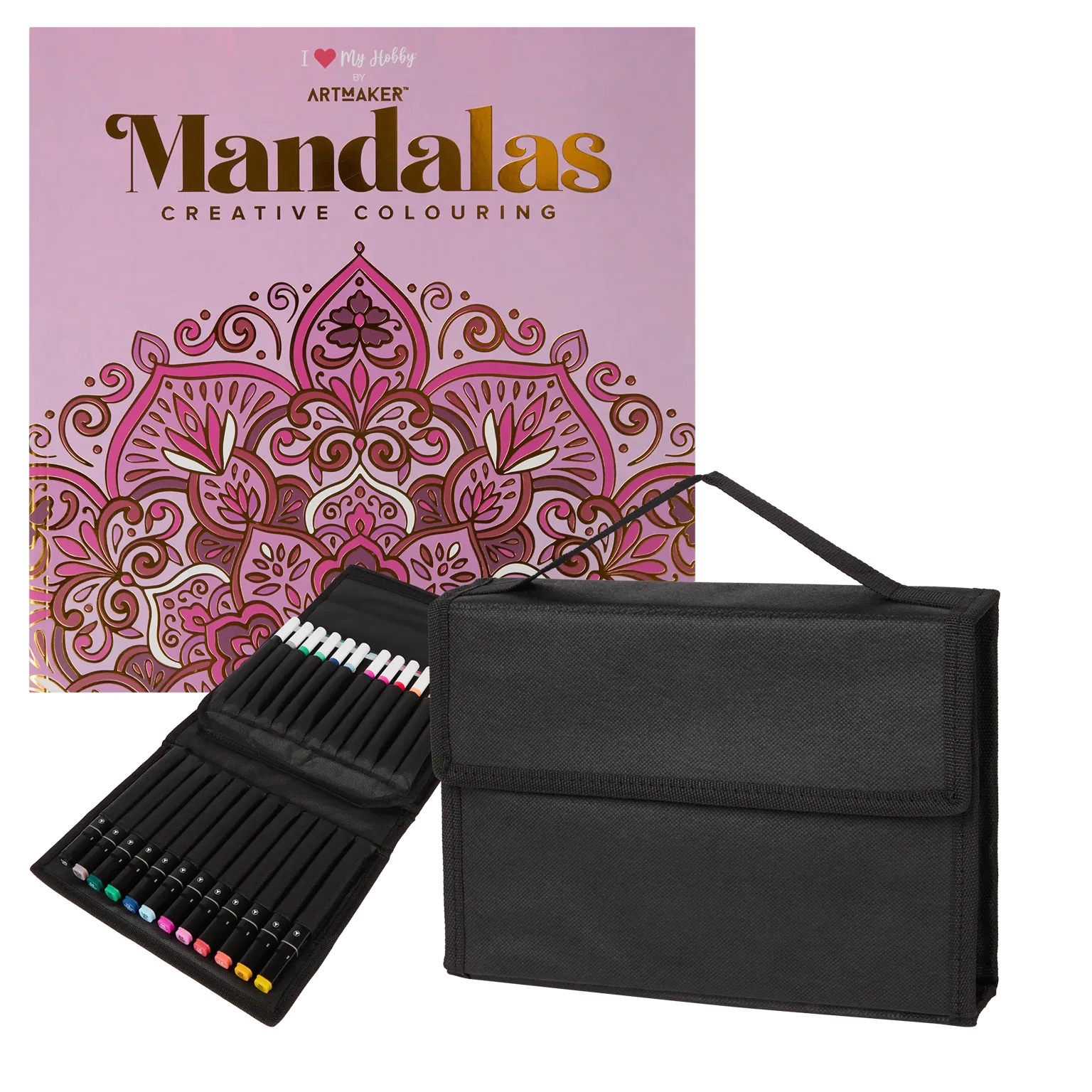 Set Carte de Colorat Antistres Mandala + Trusă 36 Markere - 48 pagini, 140 g/m² – imagine 1