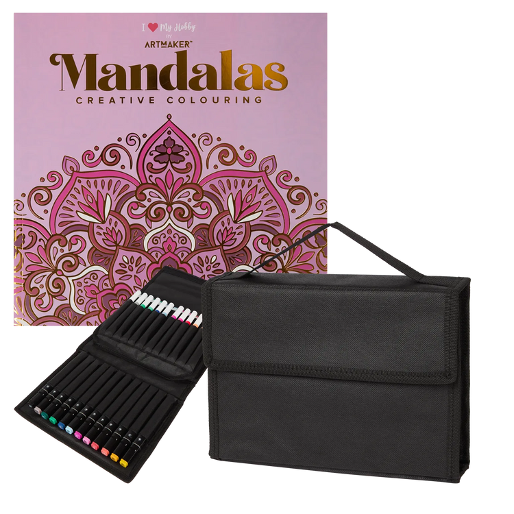 Set Carte de Colorat Antistres Mandala + Trusă 36 Markere - 48 pagini, 140 g/m² – imagine 1