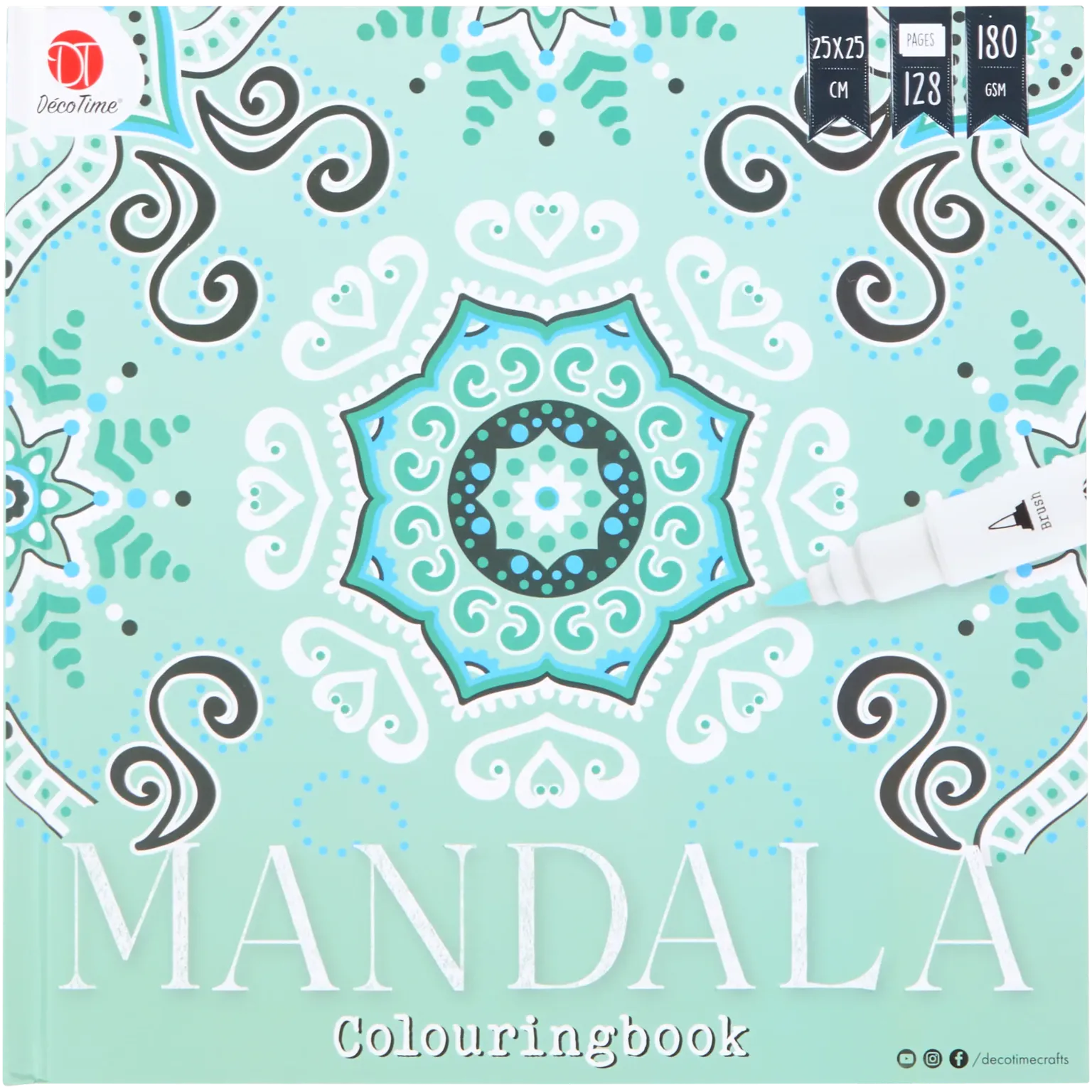 Set Carte de Colorat Antistres Mandala 128 pagini 180 g/m² + Trusa 72 Carioci cu Varfuri Duble (Fineliner 0.4 mm + tip Pensula 1.2 mm)