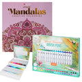 Set Carte de Colorat Antistres Mandala + Trusă 40 Carioci cu Vârfuri Duble - 48 pagini, 140 g/m², Finelinere + vărf tip Pensulă