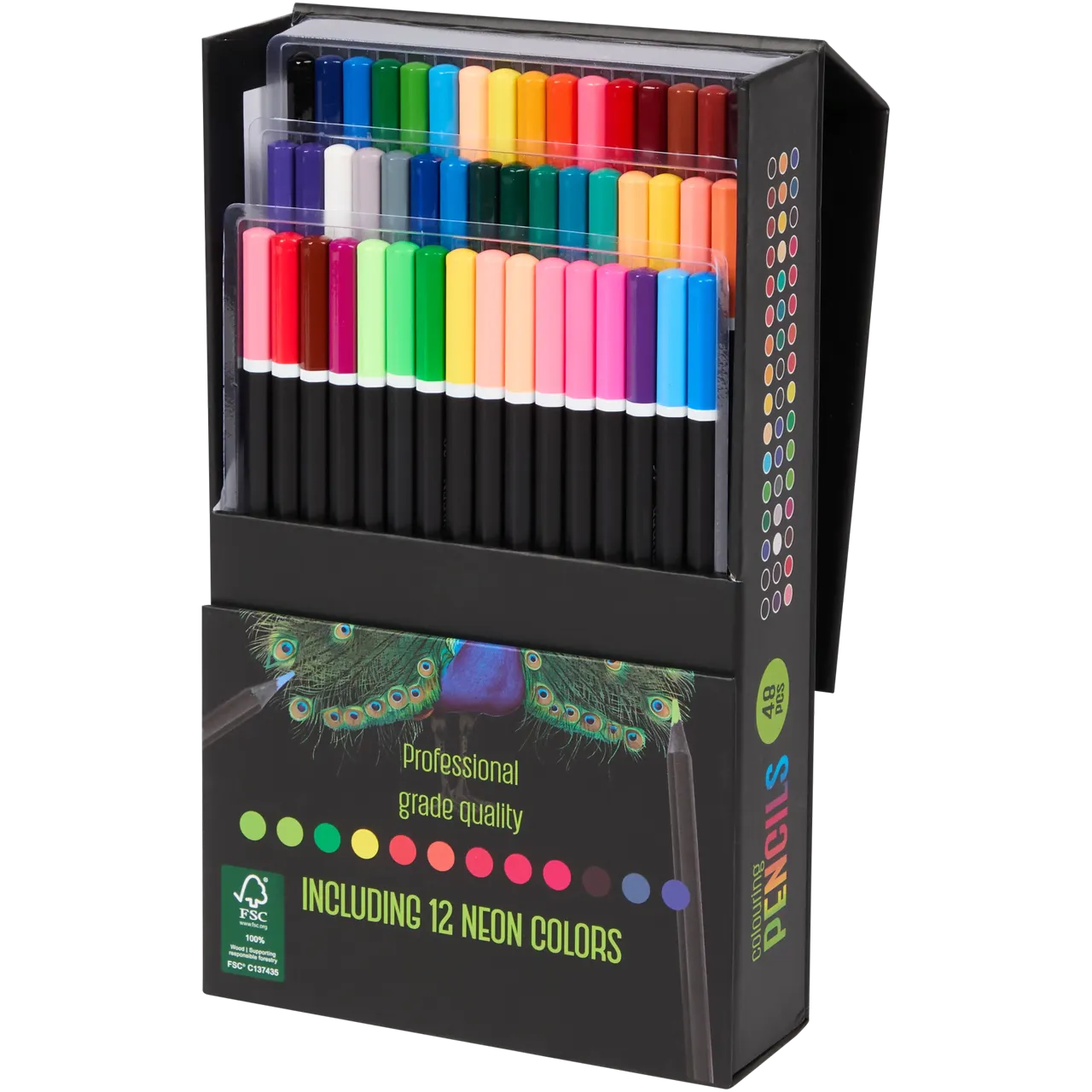 Set Carte de Colorat Antistres Mandala + Trusă 48 Creioane Premium - 128 pagini 180 g/m² 12 Culori Neon - 3218268-48cre - 8721042515025 - 6