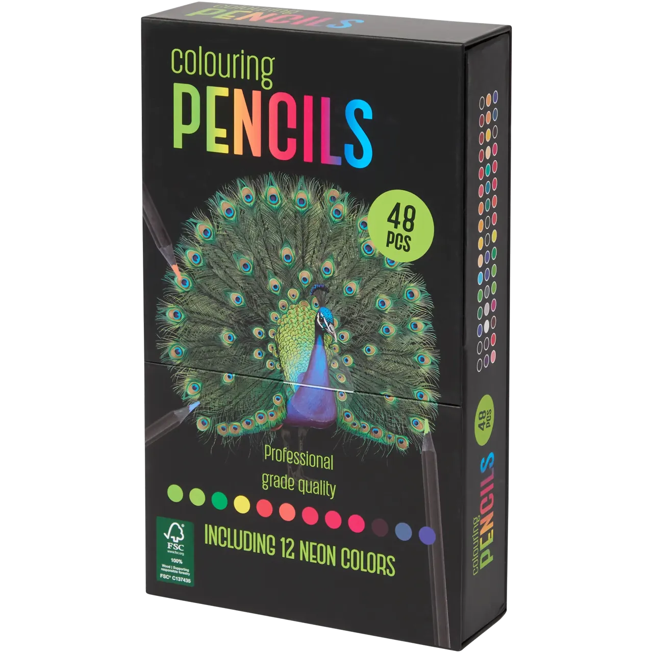 Set Carte de Colorat Antistres Mandala + Trusă 48 Creioane Premium - 128 pagini 180 g/m² 12 Culori Neon - 3218268-48cre - 8721042515025 - 5