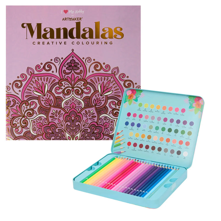 Set Carte de Colorat Antistres Mandala + Trusă 50 Creioane Premium (8 Culori Neon) - 48 pagini 140 g/m² - 3220096-50-neon - 8719668039094