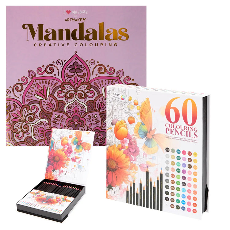Set Carte de Colorat Antistres Mandala + Trusă 60 Creioane Premium - 48 pagini 140 g/m² - 3220096-60cr - 8719668039094 - 1