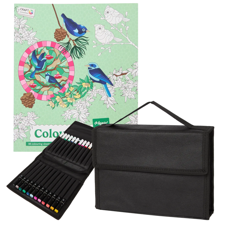 Set Carte de Colorat Antistres Mosaic + Trusă 36 Markere - 96 pagini – imagine 1