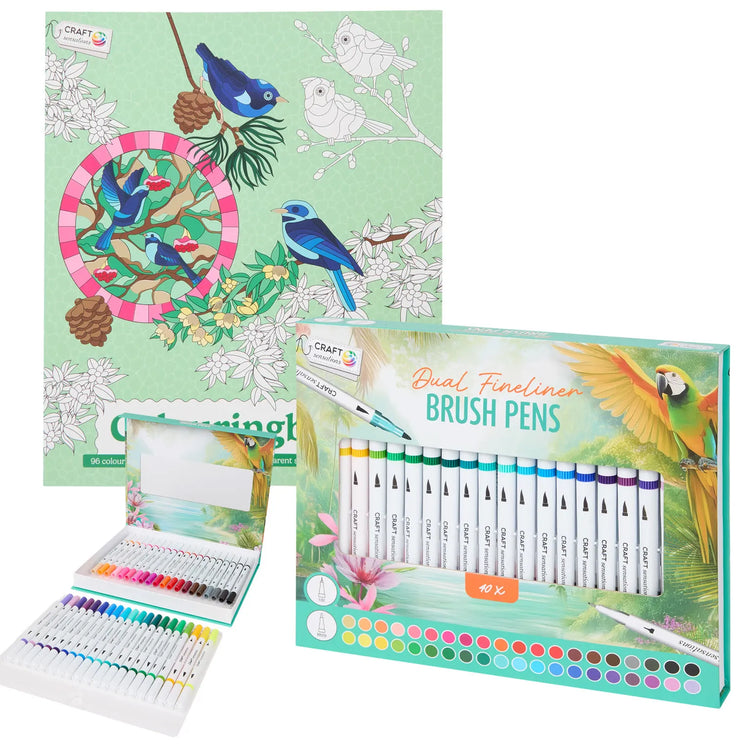 Set Carte de Colorat Antistres Mosaic + Trusă 40 Carioci cu Vârfuri Duble - 96 pagini - 8715427172835-40-carioci - 8715427172835 - 1