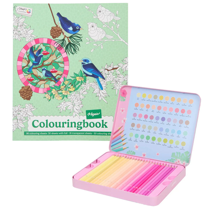 Set Carte de Colorat Antistres Mosaic + Trusă 50 Creioane Pastel Premium - 96 pagini - 8715427172835-50-pastel - 8715427172835 - 1