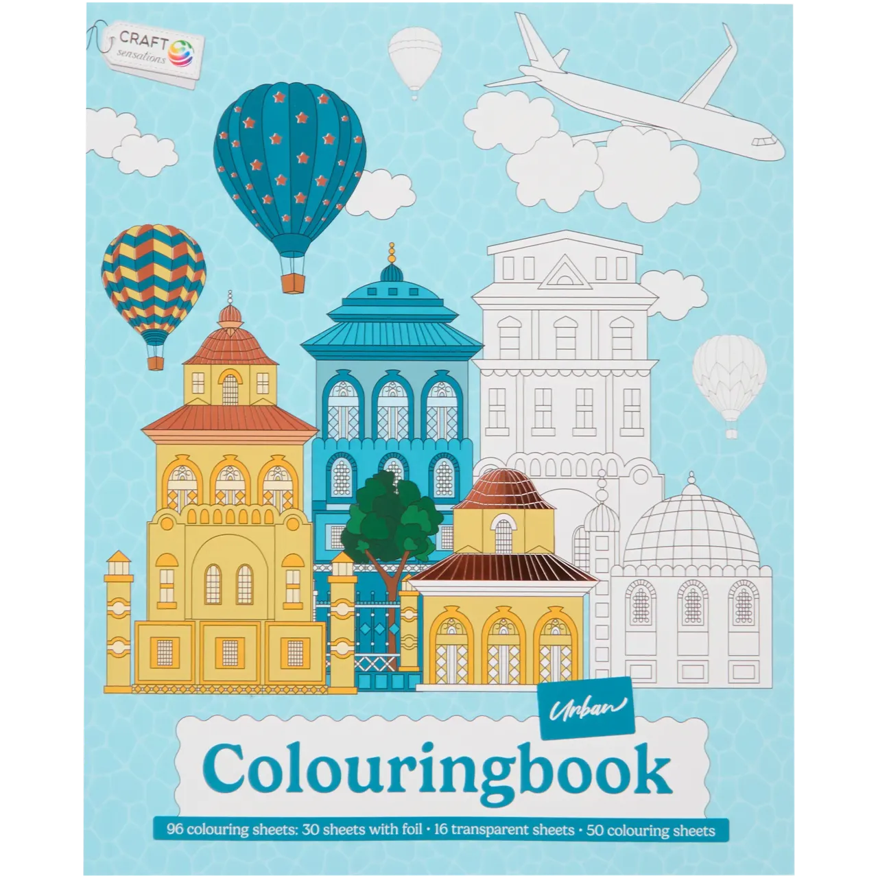 Set Carte de Colorat Antistres Urban + Trusă 15 Markere cu Vârfuri Duble pe Bază Apă - 96 pagini - 8715427172828-15marker - 8715427172828