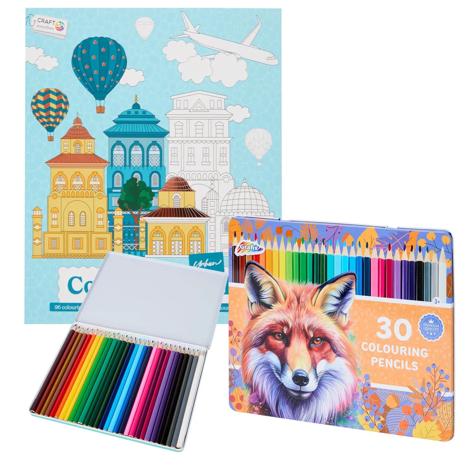 Set Carte de Colorat Antistres Urban + Trusă 30 Creioane Premium - 96 pagini - 8715427172828-30cr - 8715427172828 - 1