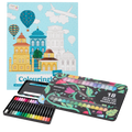 Set Carte de Colorat Antistres Urban + Trusă 36 Markere Acrilice - 96 pagini
