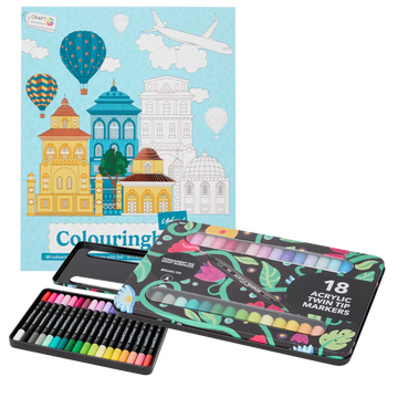 Set Carte de Colorat Antistres Urban + Trusă 36 Markere Acrilice - 96 pagini – imagine 1
