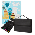 Set Carte de Colorat Antistres Urban + Trusă 36 Markere cu Husă - 96 pagini