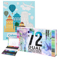 Set Carte de Colorat Antistres Urban + Trusă 72 Carioci cu Vârfuri Duble - 96 pagini